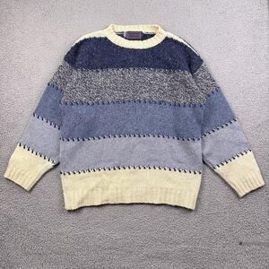 VTG Glencraig Of Scotland Sweater Mens Medium Wool Chunky Knit Colorblock Stripe